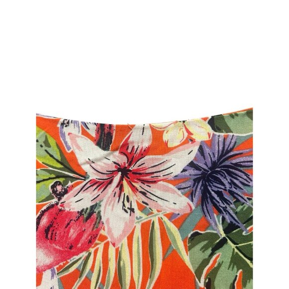 Caribbean Joe Hawaiian Tropical Maxi Dress Orange Sz Medium Floral Lace Detail - Picture 3 of 14